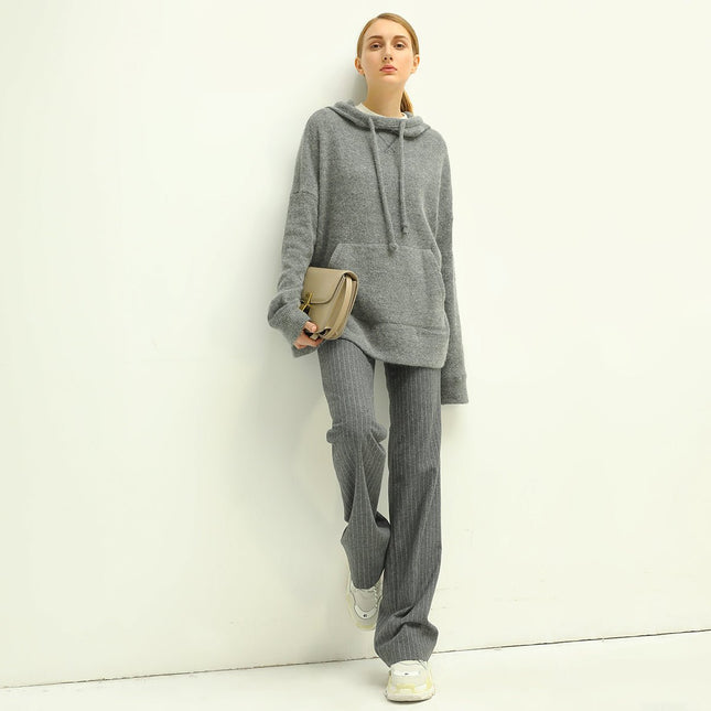 All-Around Warm Striped Grey Wool Pants