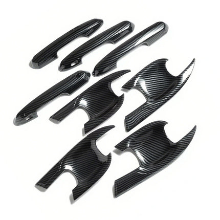 Carbon Fiber Look Door Handle Bowl Strip Covers Suitable for Toyota Kluger 2021–2025