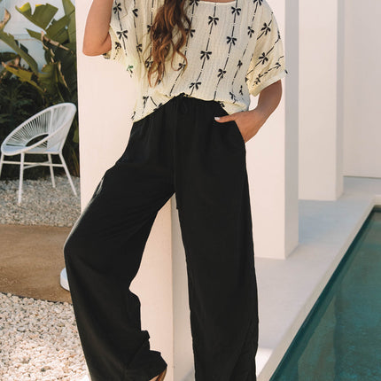 Aviana Bow Print Puff Top