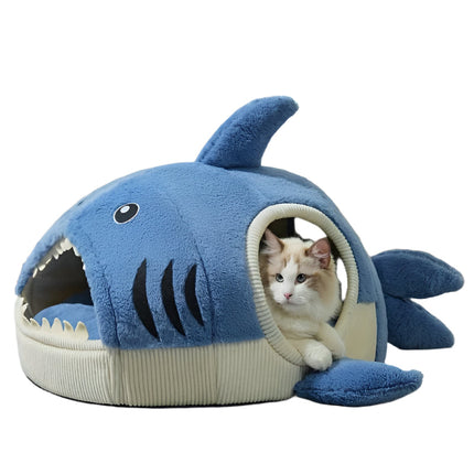 Cozy Shark-Shaped Pet Bed for Cats & Dogs