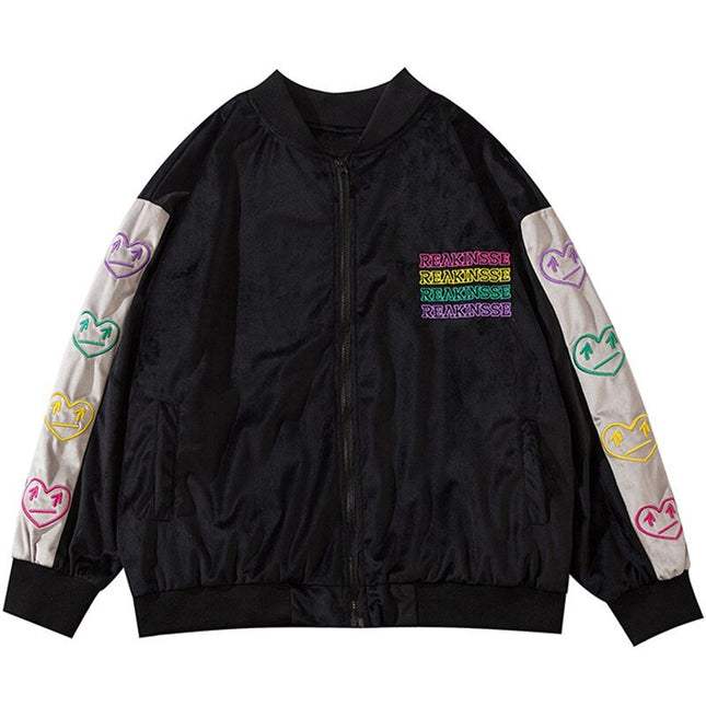 Heart Patchwork Bomber Jacket