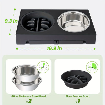Dog Bowl Stand with 3 Bowls