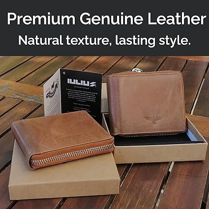 Camel Leather Classic Zip Wallet