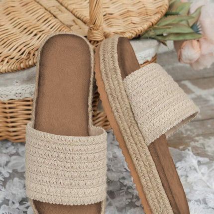 White Boho Wedge Slippers