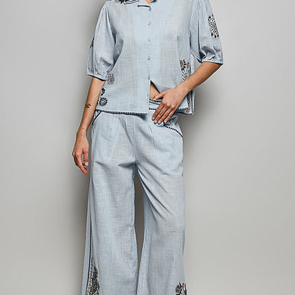 POL Embroidered Floral Shirt