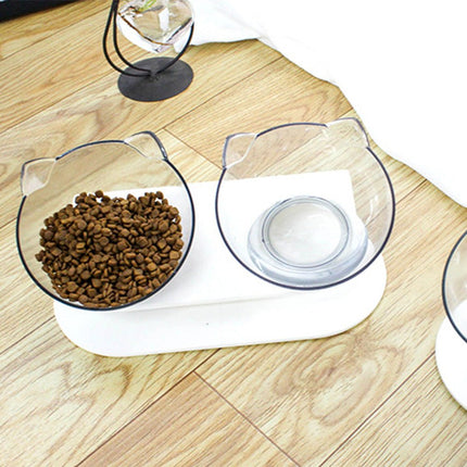 Cat Bowl Dual-use Transparent Non-slip Protect Cervical Vertebrae Tilt Mouth Pet Drinking Water Food Bowls for Dog Cats