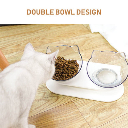 Cat Bowl Dual-use Transparent Non-slip Protect Cervical Vertebrae Tilt Mouth Pet Drinking Water Food Bowls for Dog Cats