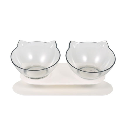 Cat Bowl Dual-use Transparent Non-slip Protect Cervical Vertebrae Tilt Mouth Pet Drinking Water Food Bowls for Dog Cats