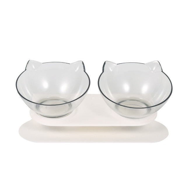 Cat Bowl Dual-use Transparent Non-slip Protect Cervical Vertebrae Tilt Mouth Pet Drinking Water Food Bowls for Dog Cats