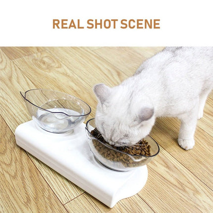 Cat Bowl Dual-use Transparent Non-slip Protect Cervical Vertebrae Tilt Mouth Pet Drinking Water Food Bowls for Dog Cats