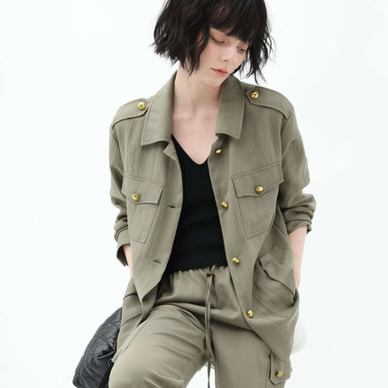 Chic Green Workwear Jacket