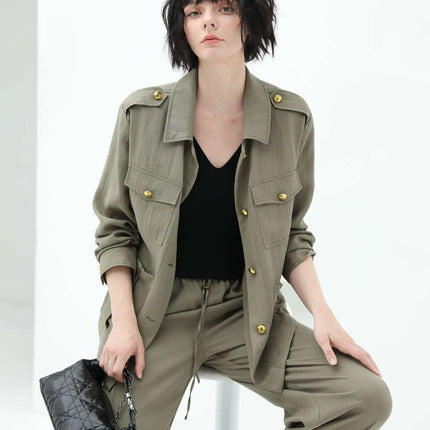 Chic Green Workwear Jacket