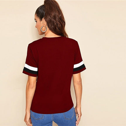 Color Block Cut-and-Sew Leopard Panel Top Short Sleeve O-Neck Casual T Shirt Women Summer Leisure Ladies Tshirt Tops