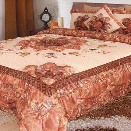 DaDa Bedding Floral Autumn Leaves Warm Bronze Bedspread Comforter Set (BM4304L)