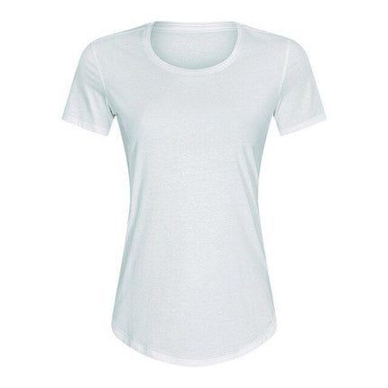 Cotton Yoga Exercise Workout T-shirt Women Anti-sweat Hip-length Running Fitness Gym Short Sleeve Shirts Tee