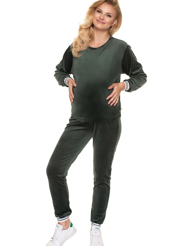 Maternity Tracksuit Set with Contrasting Piping