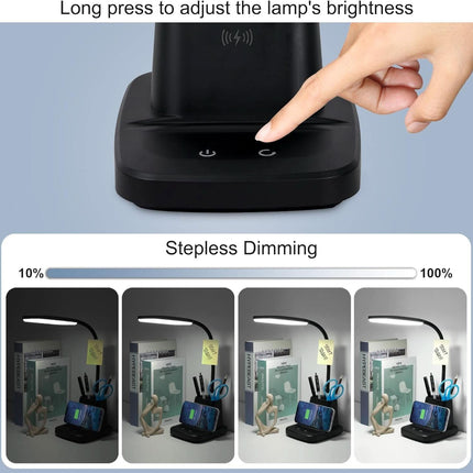 LED Desk Lamp With Wireless Charger Black For Home Office