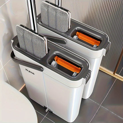 Hands-Free Flat Mop Cleaning Set with Bucket