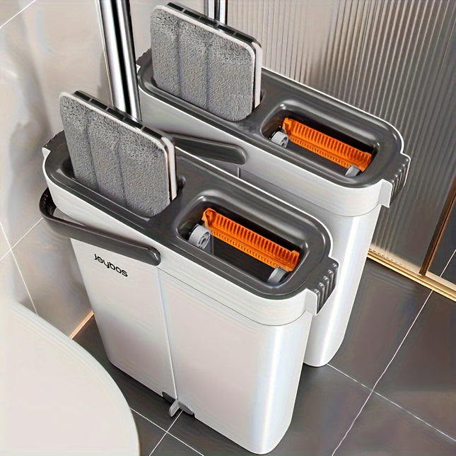 Hands-Free Flat Mop Cleaning Set with Bucket