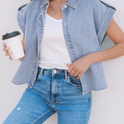 Emelia Denim Cap Sleeve Shirt