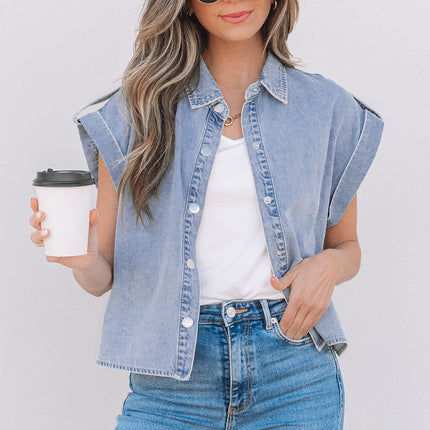 Emelia Denim Cap Sleeve Shirt