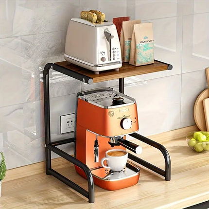 NNETM Multifunctional Microwave Storage Shelf - Kitchen Organizer and Oven Holder- Black