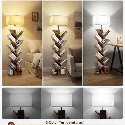 Rustic Brown 9 Tier Tree Bookshelf With LED Lighting