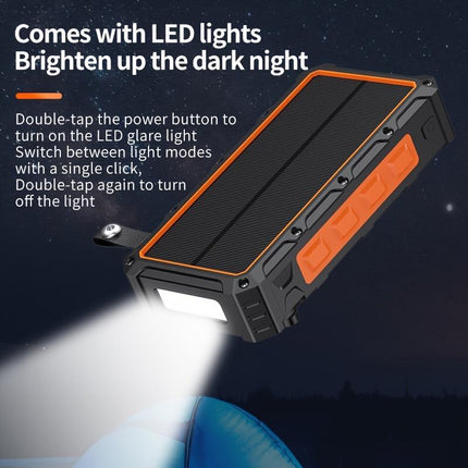 NNETM 30000mAh Solar Power Bank – Wireless Fast Charging with Flashlight & Hand Crank