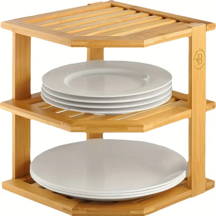 Bamboo Multi-Layer Corner Shelf - Stylish and Space-Saving Kitchen Storage