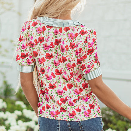 Romy Floral Patchwork Collar Blouse