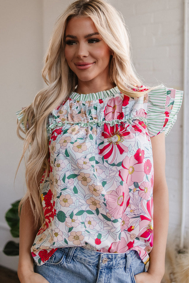 Anne Floral Ruffle Trim Blouse