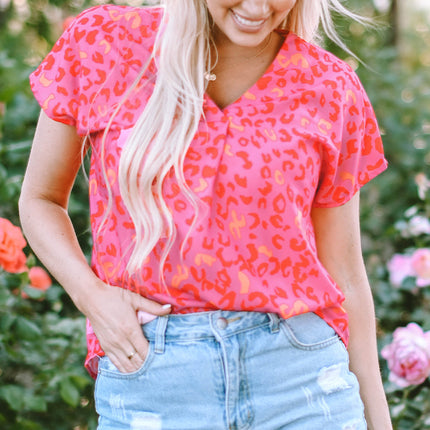 Charley Leopard V-Neck Blouse