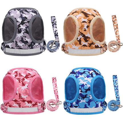 Reflective Adventure Pet Harness With Printed Leash
