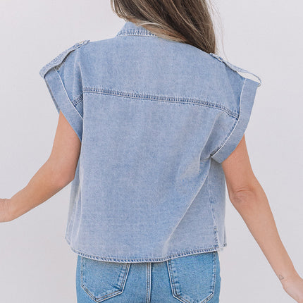 Emelia Denim Cap Sleeve Shirt