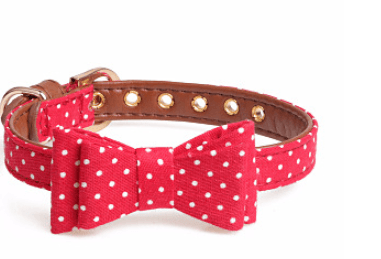 Polka Dot Pet Fashion Set: Triangle Scarf Collar, Bowknot Collar, And Leash