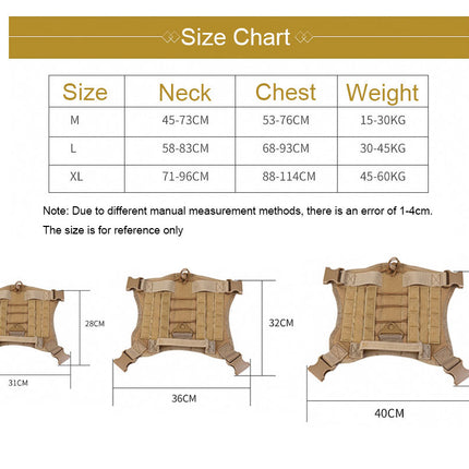 Tactical large dog vest dog patrol equipment pet dog clothes K9 chest strap