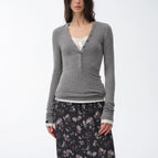 S（4-6） / Dark Gray (V-neck long sleeves)