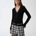 S（4-6） / Black (V-neck long sleeves)