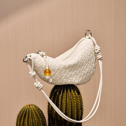 Giovanna Woven Crescent Shoulder Bag