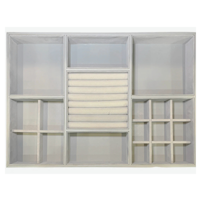 Grey Felt Jewellery & Accessory Tray 516x366x60mm