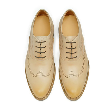 Men’s Beige Wingtip Oxford Shoes