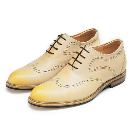 Men’s Beige Wingtip Oxford Shoes