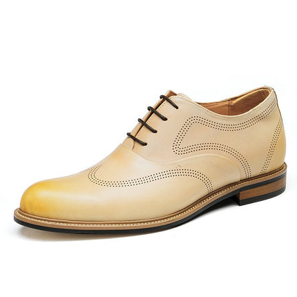 Men’s Beige Wingtip Oxford Shoes