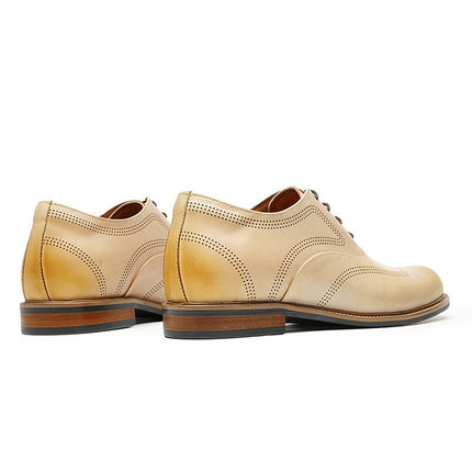 Men’s Beige Wingtip Oxford Shoes
