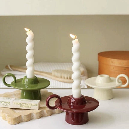 Handmade Ceramic UFO Candle Holder, Retro Table Decor