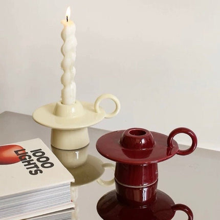 Handmade Ceramic UFO Candle Holder, Retro Table Decor