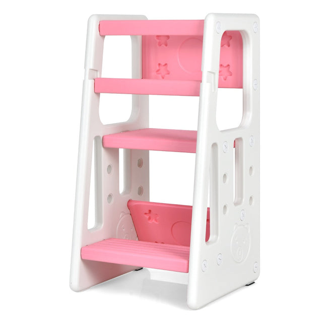 NNECW Kids Step Learning Stool with Double Safety Rails for Baby