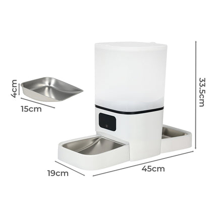 PaWz 6L Automatic Pet Feeder 2 Bowl Food Dispenser