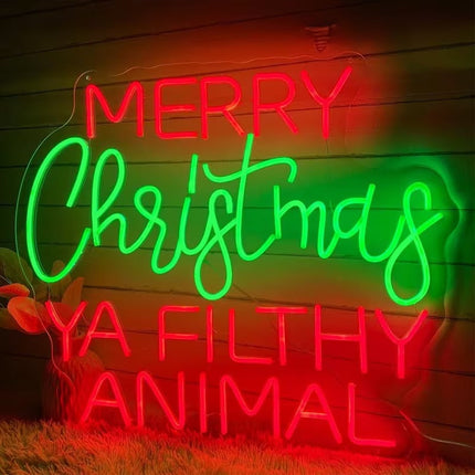 Merry Christmas Ya Filthy Animal LED Neon Sign