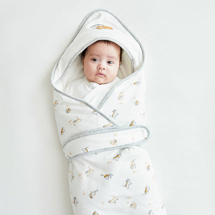 Lively Tiger Comfort Cotton Baby White Swaddle Wrap